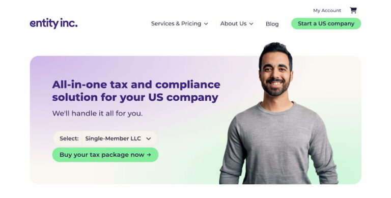 Screenshots of Entity Inc website with friendly, modern design featuring soft gradients and rounded corners.